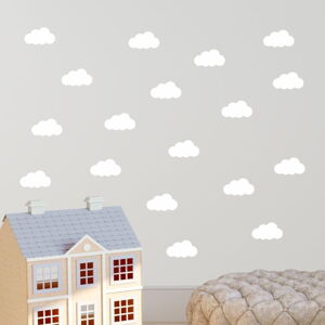 Sada 40 bílých samolepek na zeď North Carolina Scandinavian Home Decors Cloudy
