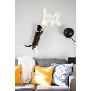 Bílá nástěnný svítíce dekorace Candy Shock Cat, 40 x 37 cm