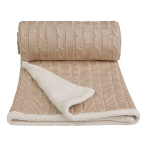 Béžová pletená dětská deka s podílem bavlny T-TOMI Winter, 80 x 100 cm