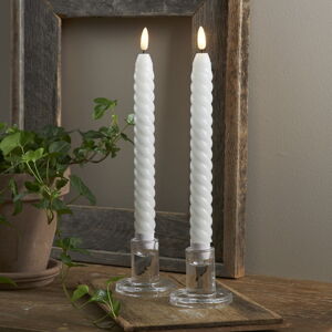 Sada 2 bílých voskových LED svíček Star Trading Flamme Swirl Antique, výška 25 cm