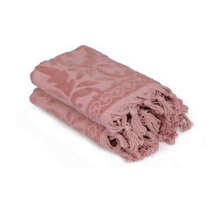 Sada dvou růžových ručníků v odstínu dusty rose Bohème, 90 x 50 cm