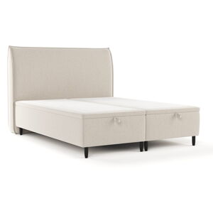 Béžová čalouněná dvoulůžková postel s úložným prostorem 200x200 cm Pearl – Maison de Rêve